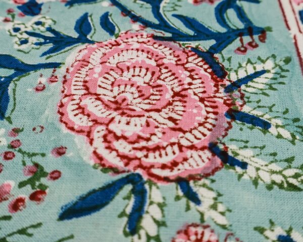 Cotton Handblock Printed Rectangle Napkin with Handmade Craft - Image 4