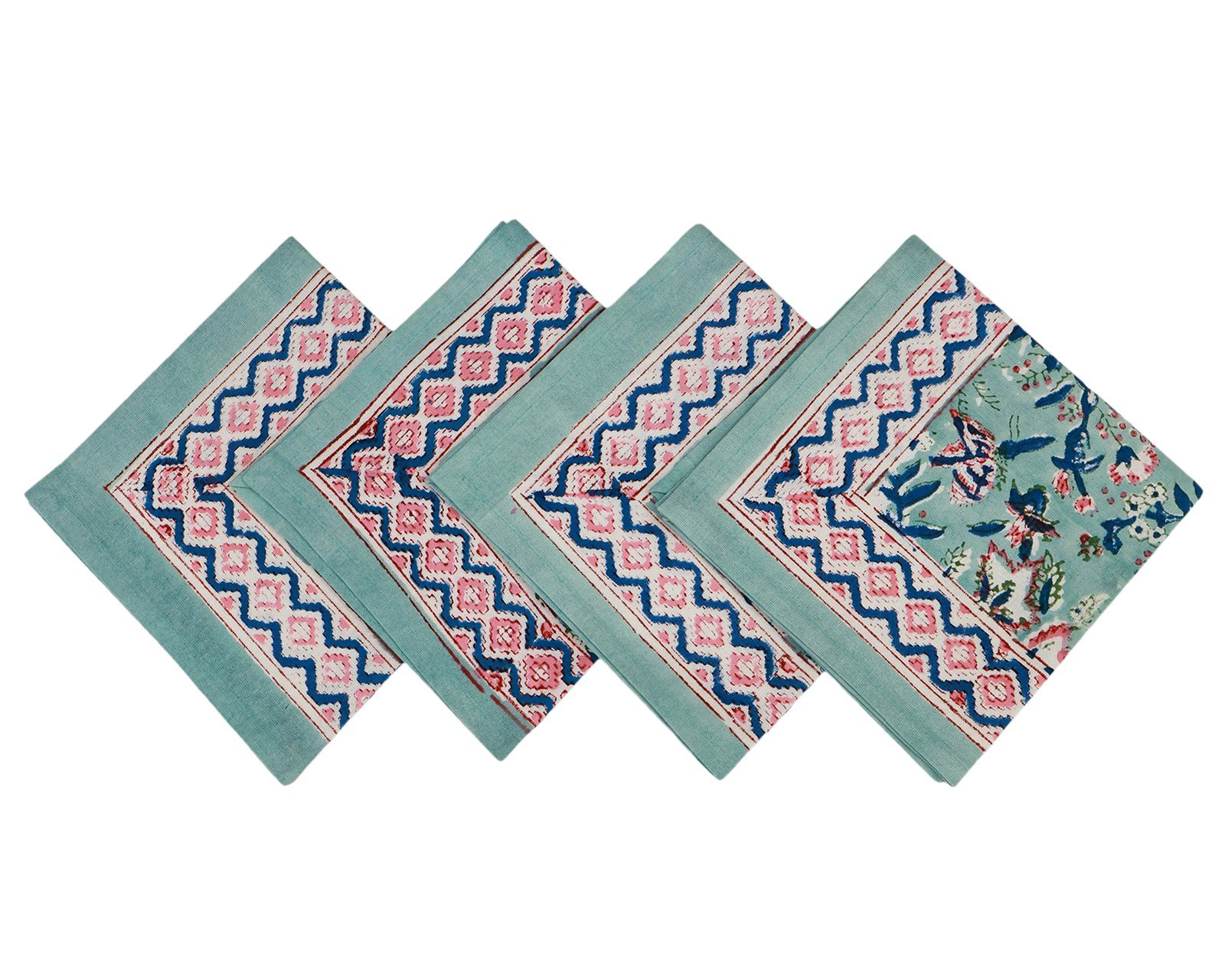 Cotton Handblock Printed Rectangle Napkin with Handmade Craft - Image 5