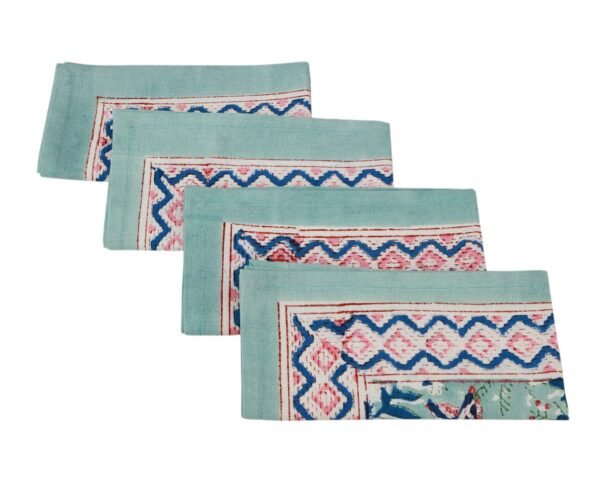 Cotton Handblock Printed Rectangle Napkin with Handmade Craft - Image 6