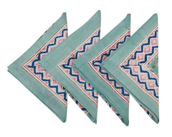 Cotton Handblock Printed Rectangle Napkin with Handmade Craft - Image 7