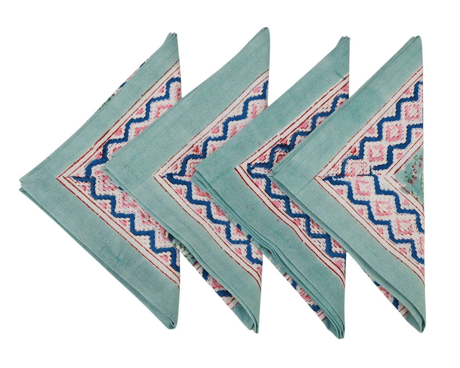 Cotton Handblock Printed Rectangle Napkin with Handmade Craft - Image 7