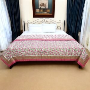 Handmade Handblock Printed Rectangle Quilt with Premium Cotton Handmade Handblock Printed Rectangle Quilt with Premium Cotton