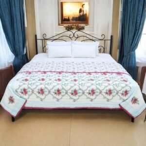 Luxury Handblock Printed Square Quilt for Everyday Comfort Luxury Handblock Printed Square Quilt for Everyday Comfort