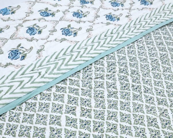 Cotton Handblock Printed Square Quilt for Luxury Homes - Image 6