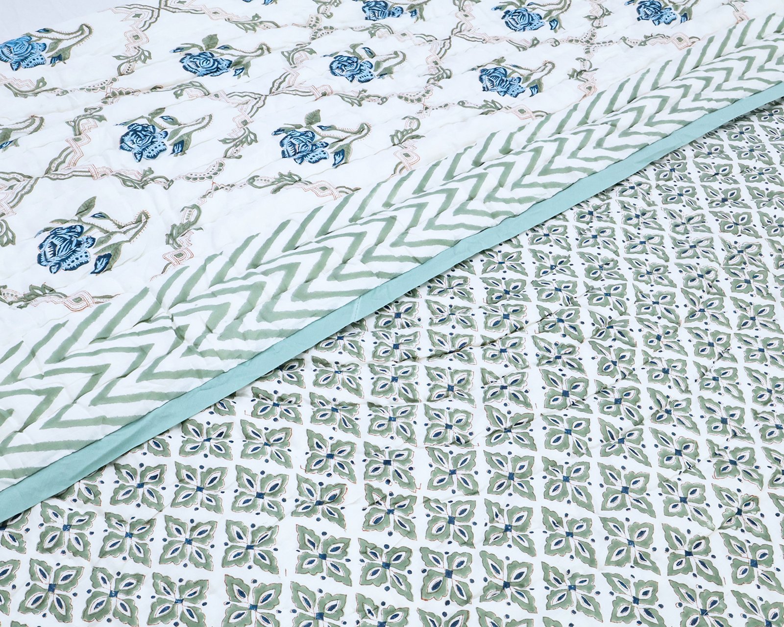 Cotton Handblock Printed Square Quilt for Luxury Homes - Image 6