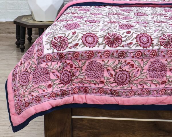 Exclusive Handblock Printed Rectangle Quilt for Single Beds - Image 2