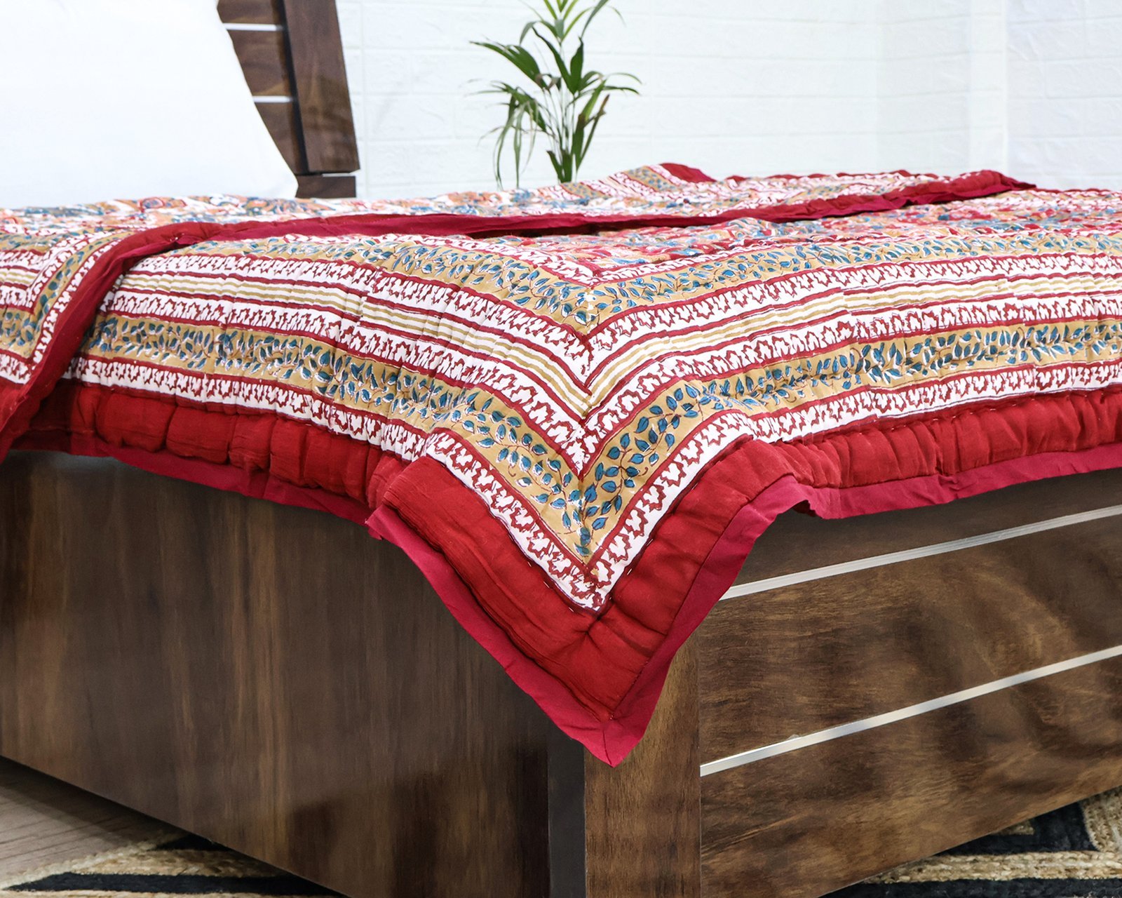 Exclusive Handblock Printed Square Quilt with Durable Fabric - Image 2