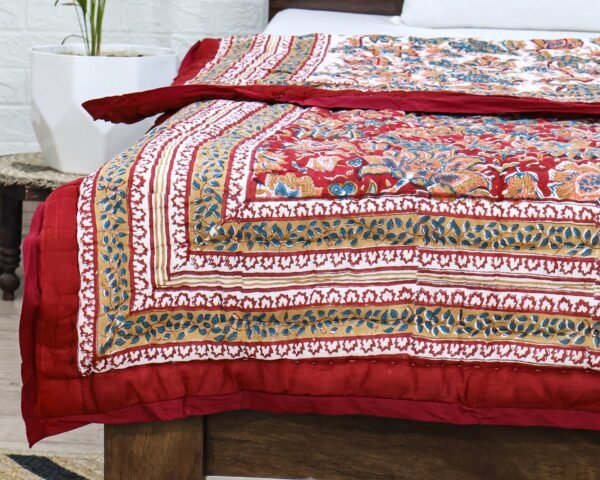 Exclusive Handblock Printed Square Quilt with Durable Fabric - Image 3
