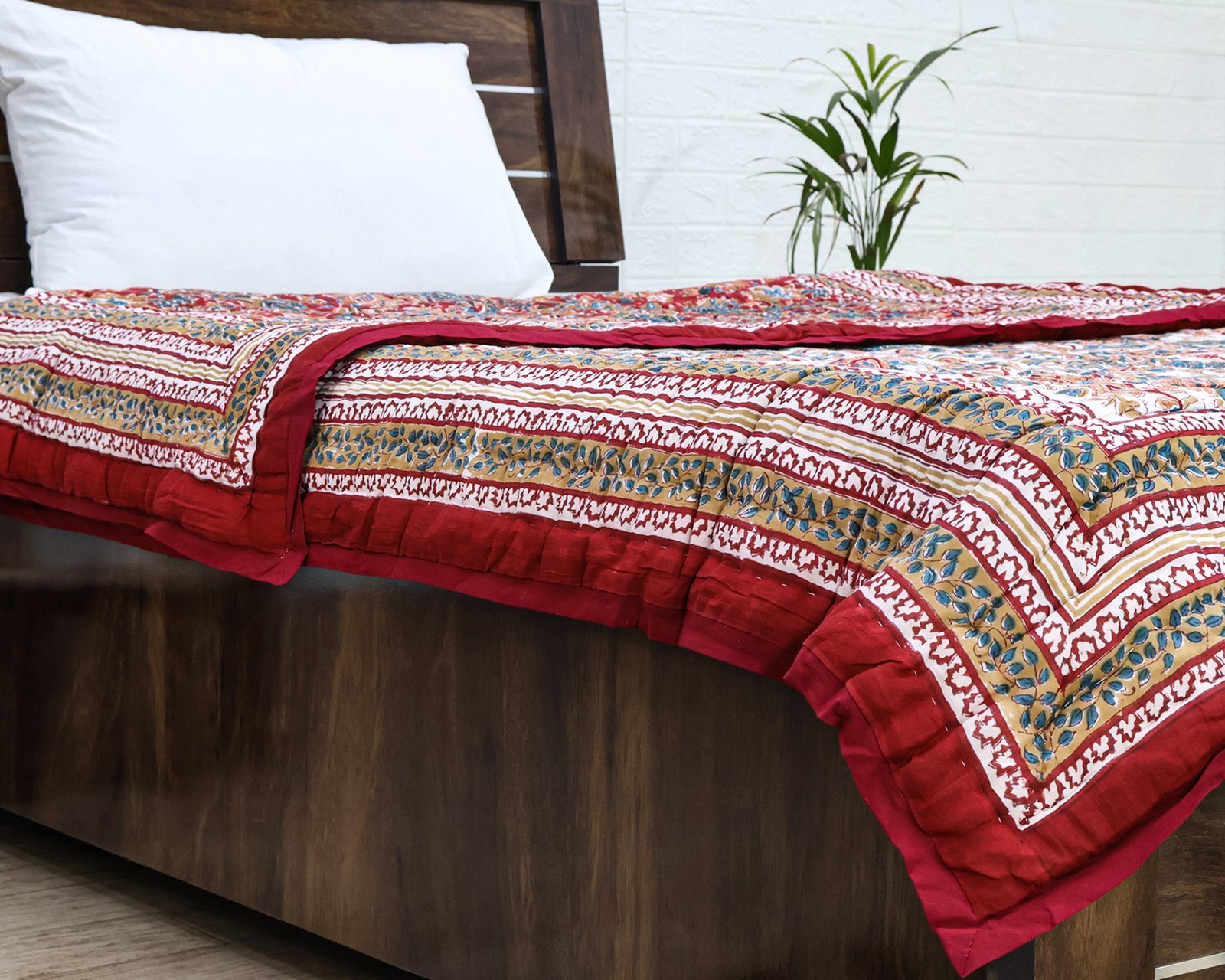 Exclusive Handblock Printed Square Quilt with Durable Fabric - Image 4
