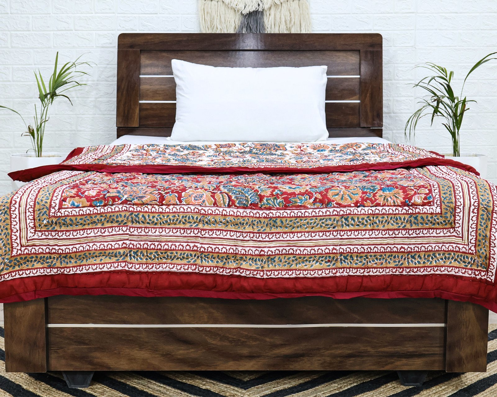 Exclusive Handblock Printed Square Quilt with Durable Fabric - Image 7