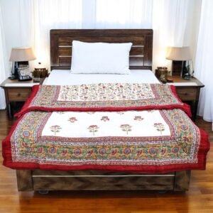 Modern Handblock Printed Rectangle Quilt for Housewarming Gifts Modern Handblock Printed Rectangle Quilt for Housewarming Gifts
