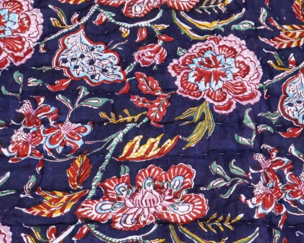 Modern Handblock Printed Square Quilt with Timeless Design - Image 7