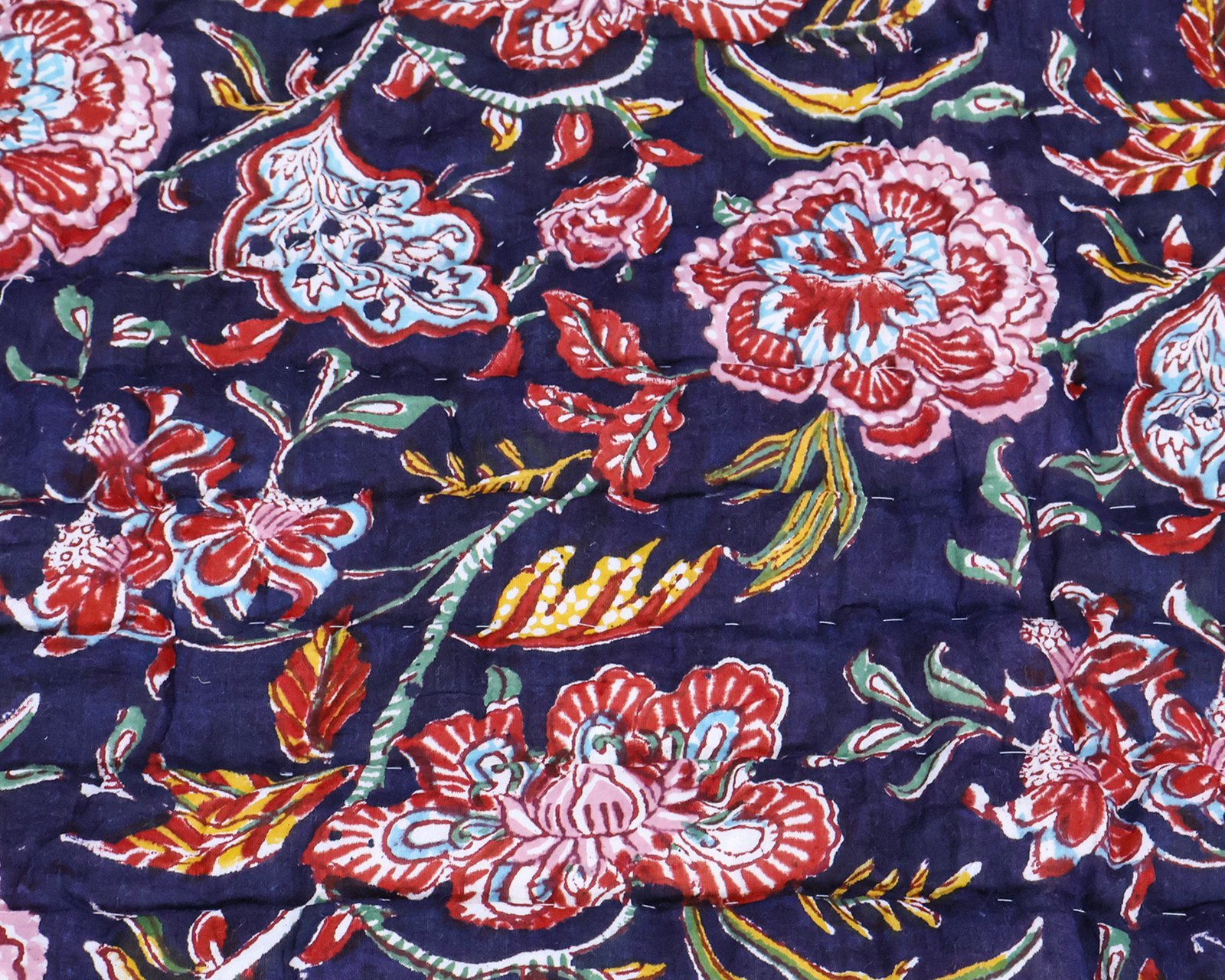 Modern Handblock Printed Square Quilt with Timeless Design - Image 7