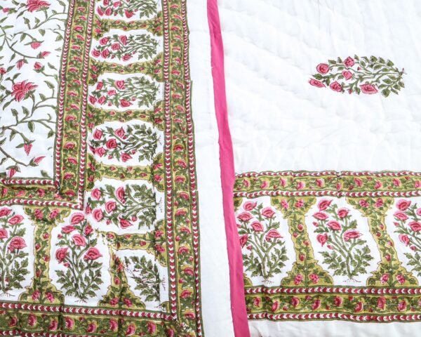 Designer Handblock Printed Rectangle Quilt for Japanese Living - Image 5