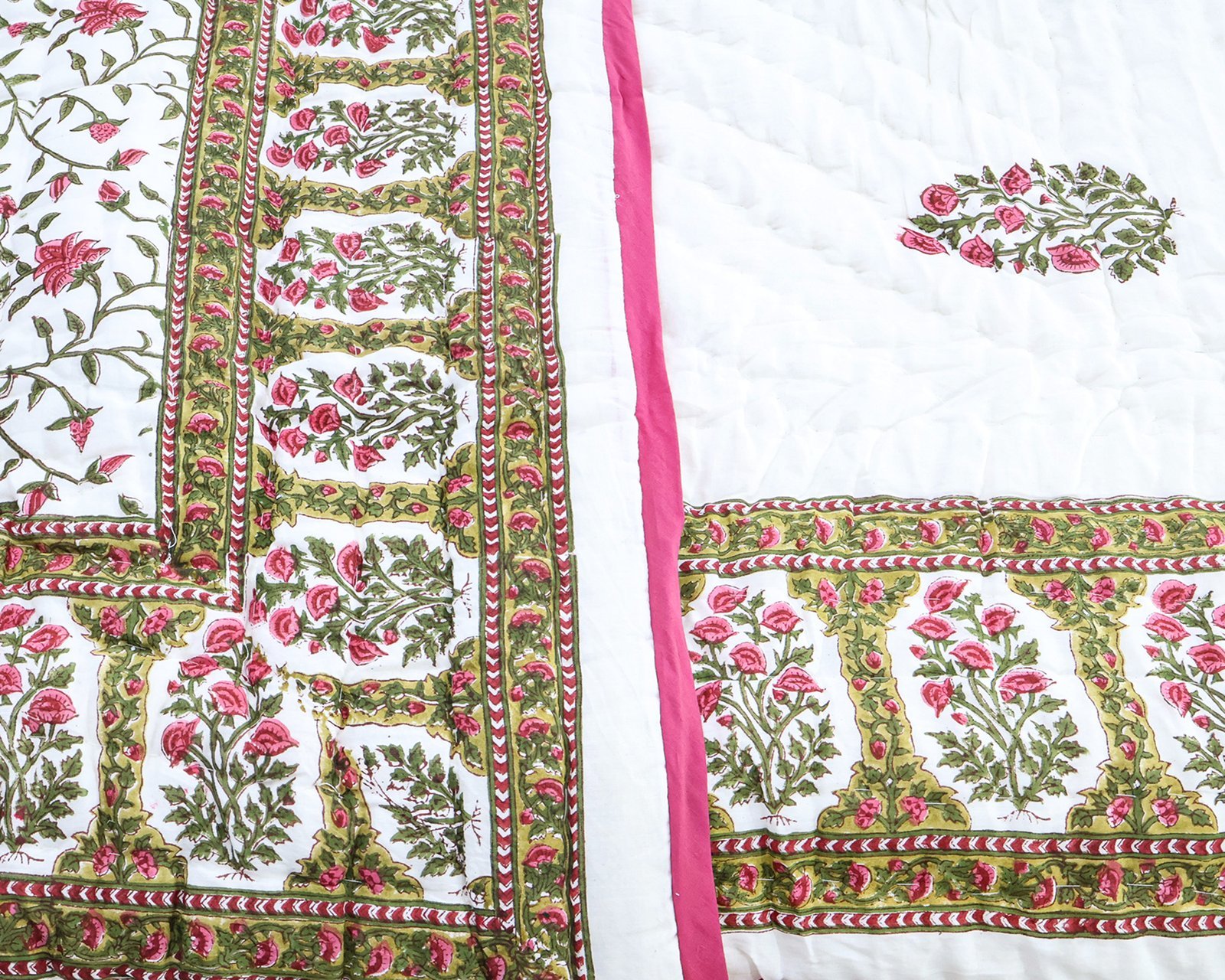Designer Handblock Printed Rectangle Quilt for Japanese Living - Image 5