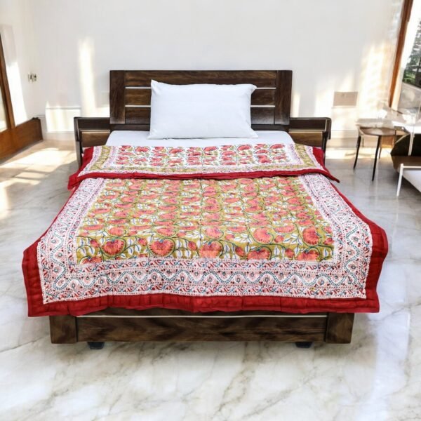 Eco-Friendly Handblock Printed Square Quilt for Stylish Bedrooms - Image 2