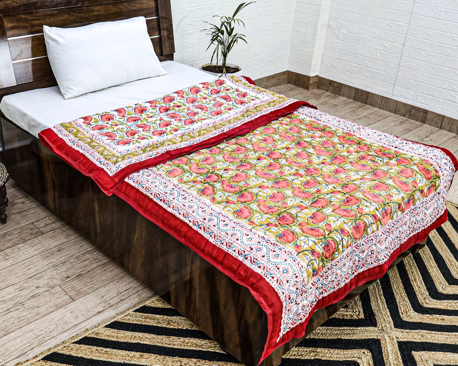 Eco-Friendly Handblock Printed Square Quilt for Stylish Bedrooms - Image 3