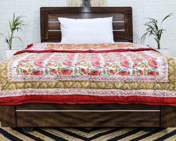Eco-Friendly Handblock Printed Square Quilt for Stylish Bedrooms - Image 4