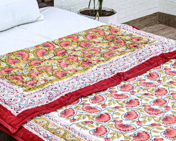 Eco-Friendly Handblock Printed Square Quilt for Stylish Bedrooms - Image 5