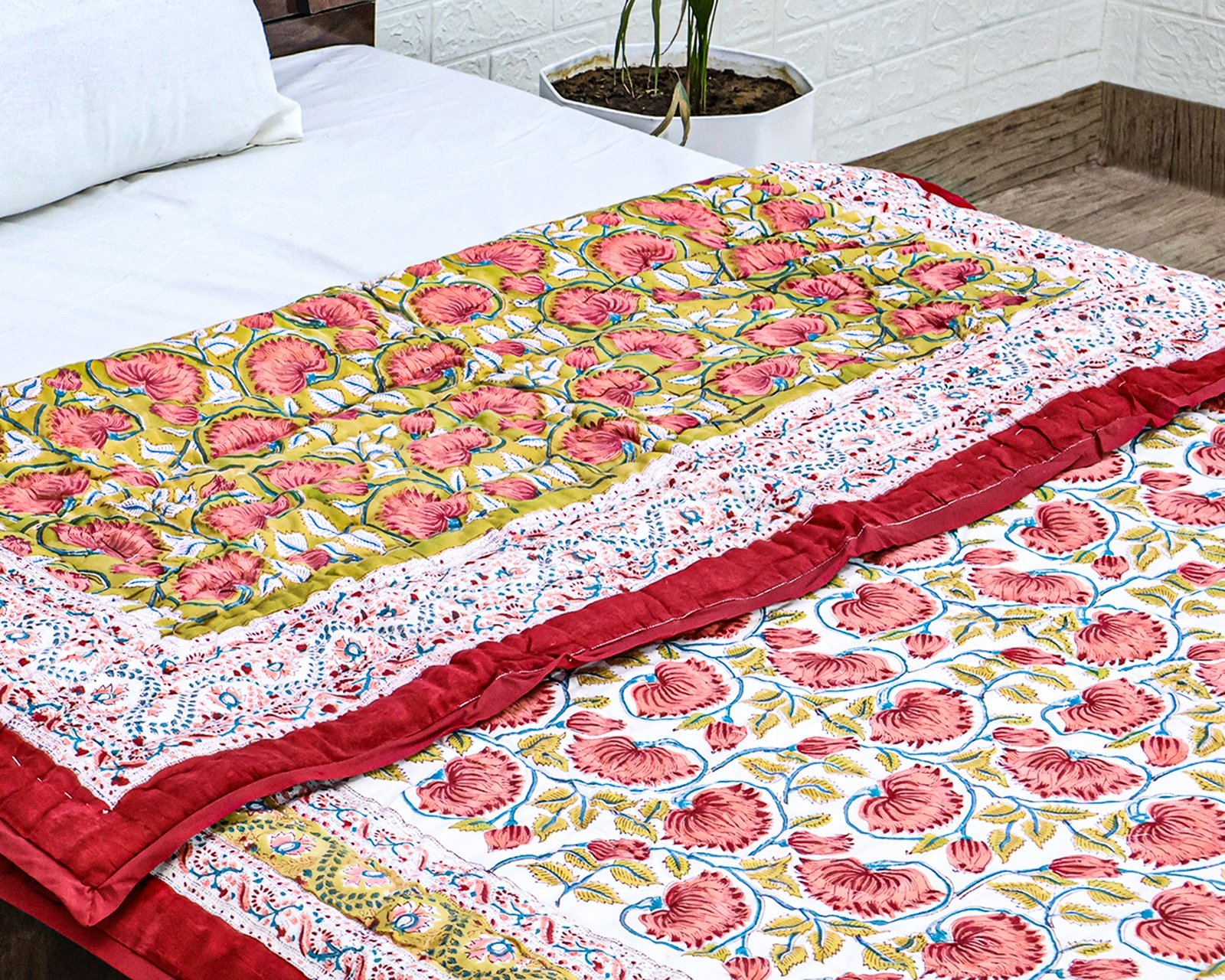 Eco-Friendly Handblock Printed Square Quilt for Stylish Bedrooms - Image 5