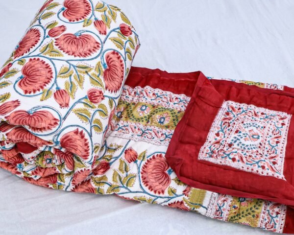 Eco-Friendly Handblock Printed Square Quilt for Stylish Bedrooms - Image 6