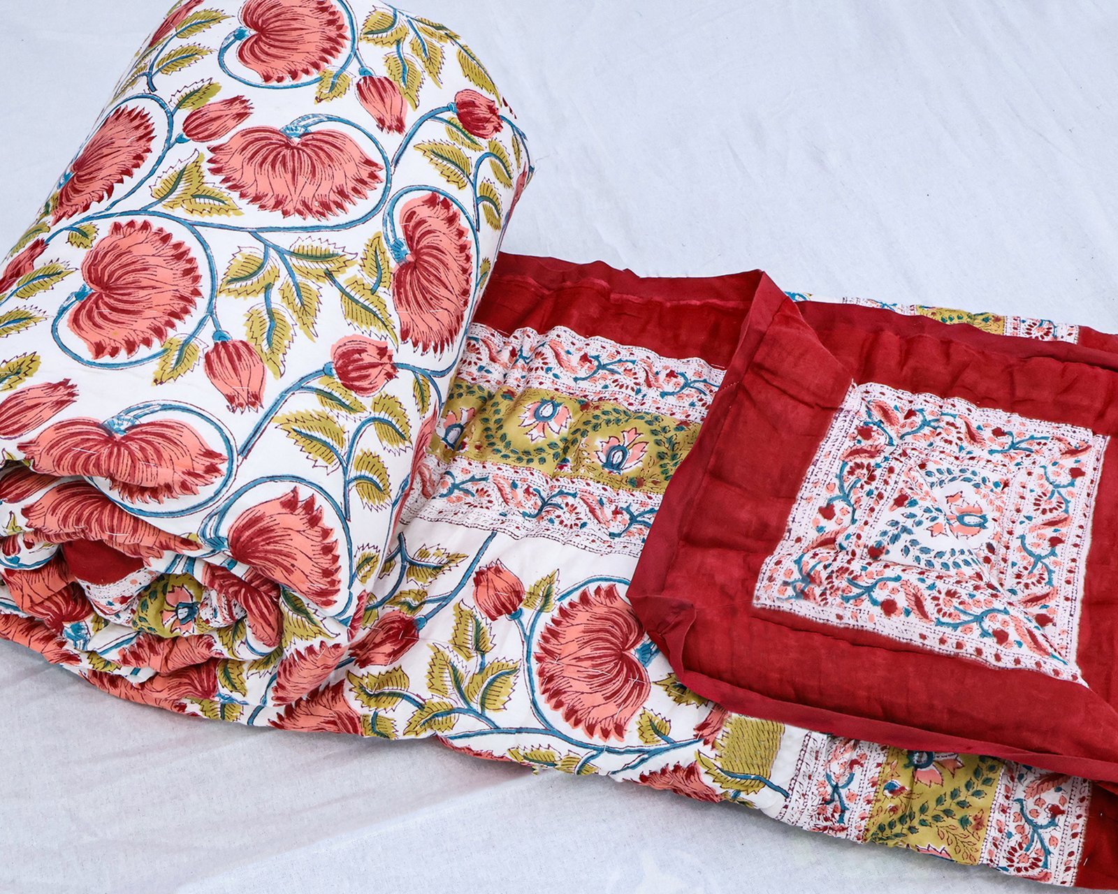 Eco-Friendly Handblock Printed Square Quilt for Stylish Bedrooms - Image 6
