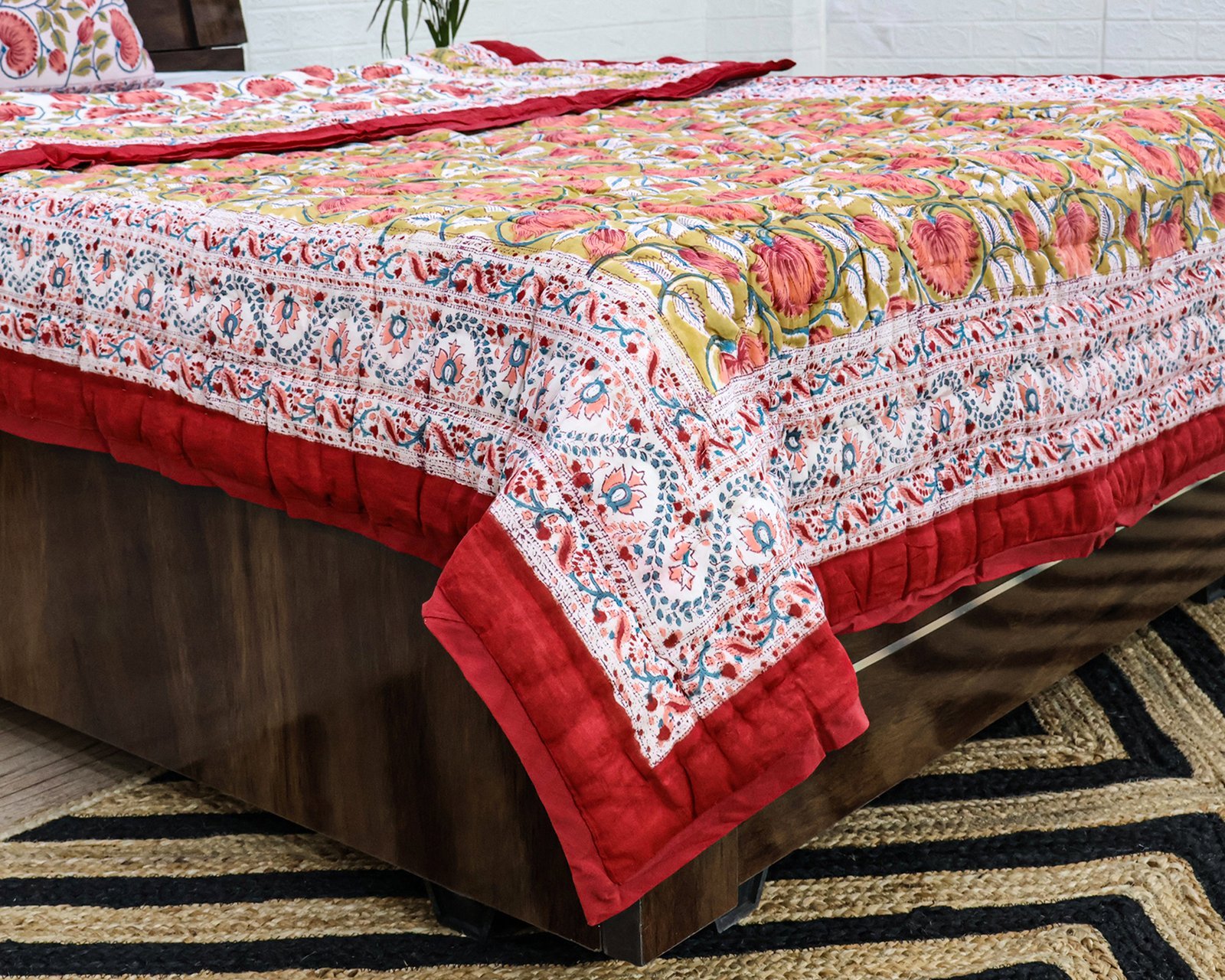 Eco-Friendly Handblock Printed Square Quilt for Stylish Bedrooms - Image 7
