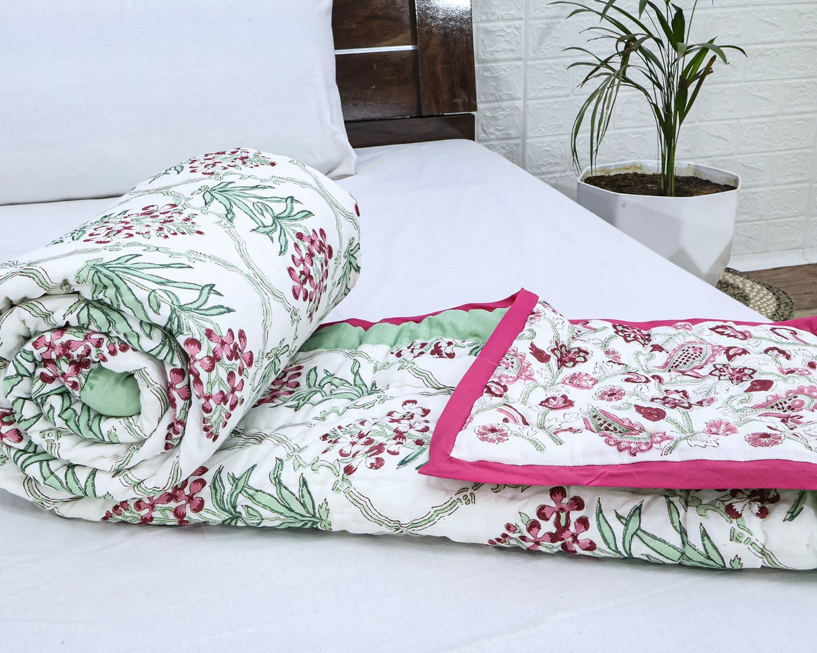 Handblock Printed Quilt Rectangle for Japanese Homes - Image 4