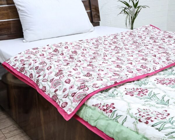 Handblock Printed Quilt Rectangle for Japanese Homes - Image 5