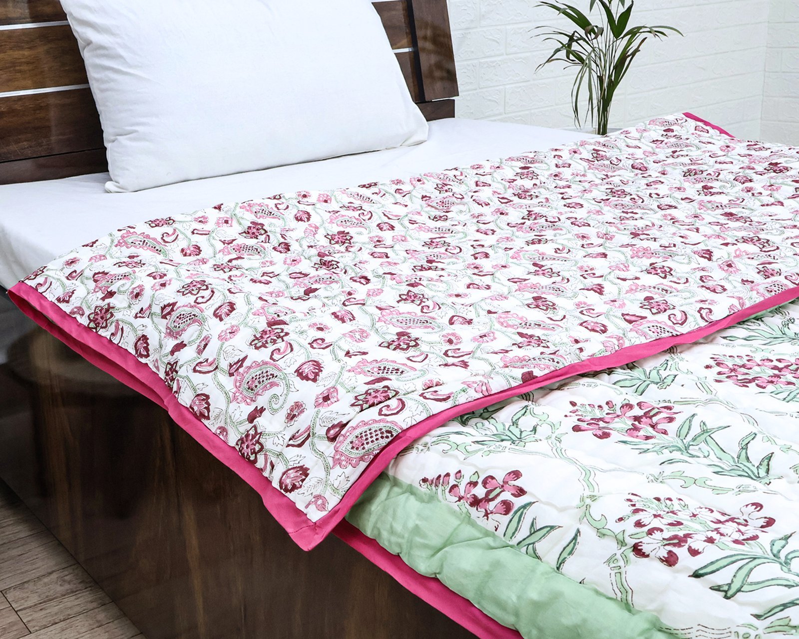 Handblock Printed Quilt Rectangle for Japanese Homes - Image 5