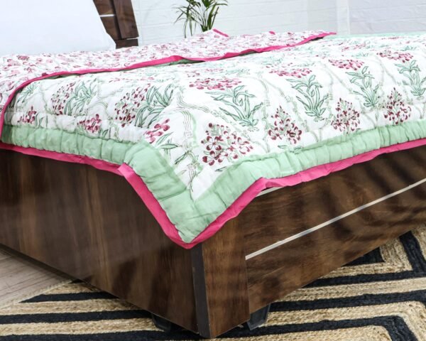Handblock Printed Quilt Rectangle for Japanese Homes - Image 6