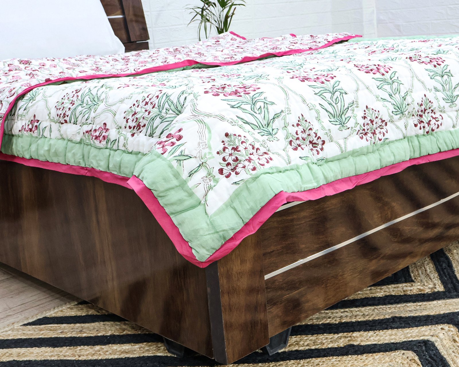 Handblock Printed Quilt Rectangle for Japanese Homes - Image 6