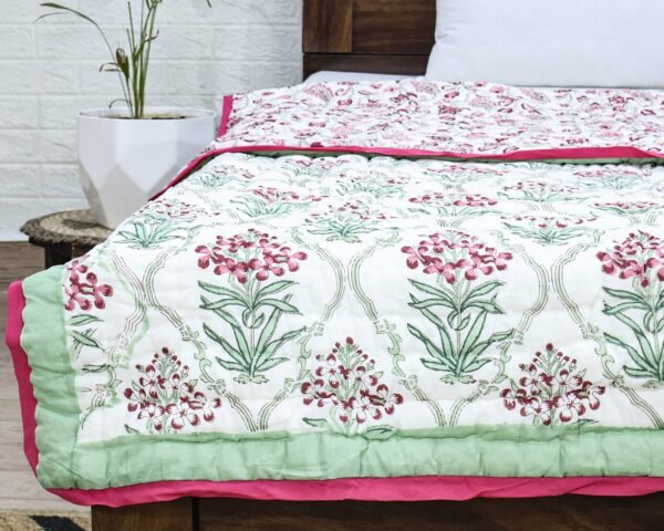 Handblock Printed Quilt Rectangle for Japanese Homes - Image 7
