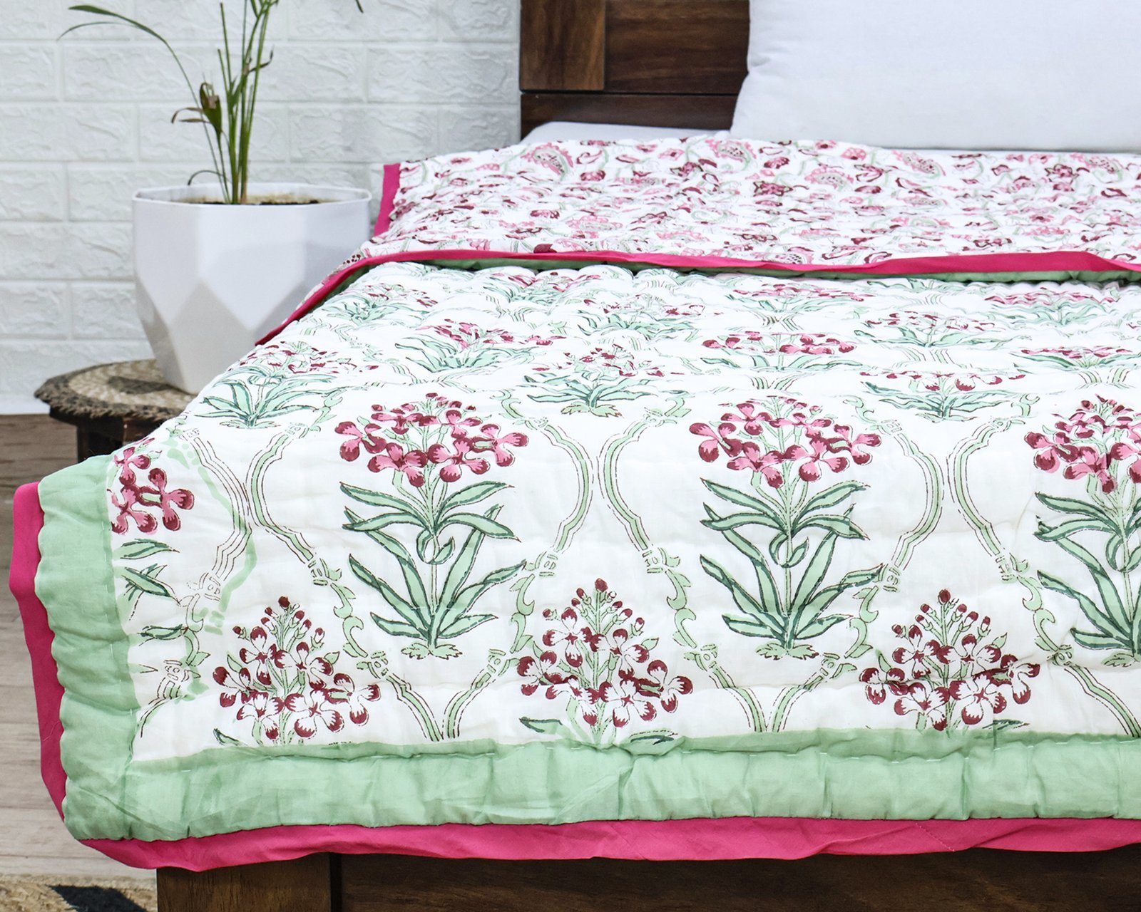 Handblock Printed Quilt Rectangle for Japanese Homes - Image 7