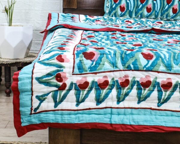 Handblock Printed Quilt Square for Elegant Bedrooms - Image 2
