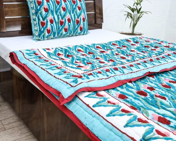 Handblock Printed Quilt Square for Elegant Bedrooms - Image 3