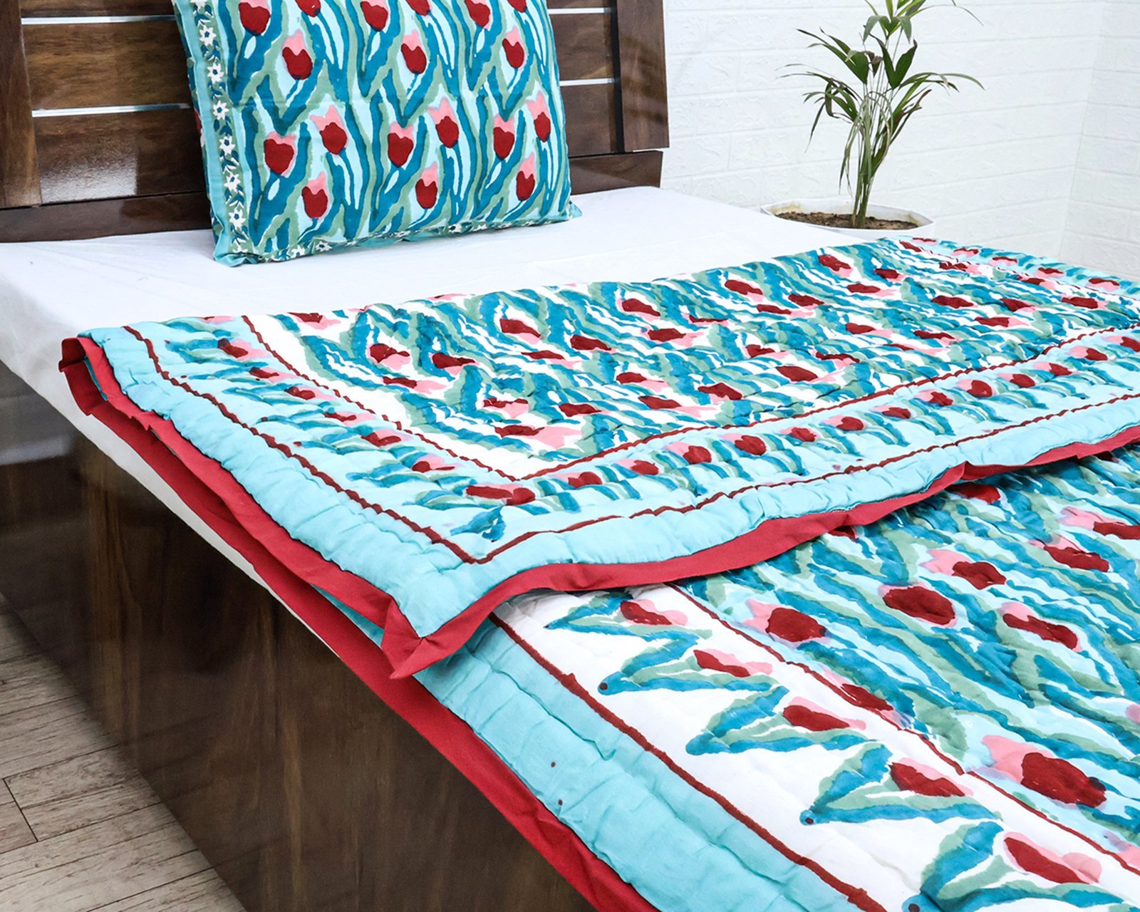 Handblock Printed Quilt Square for Elegant Bedrooms - Image 3