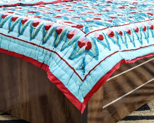 Handblock Printed Quilt Square for Elegant Bedrooms - Image 6