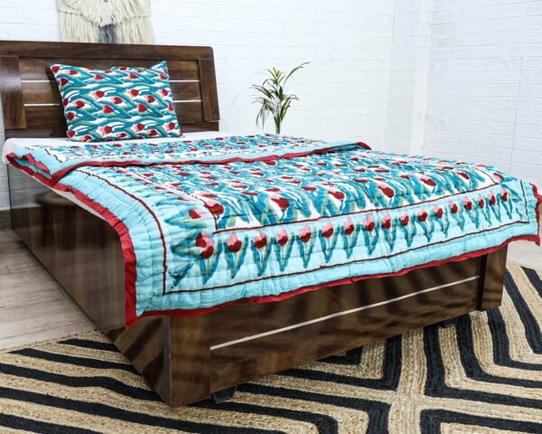 Handblock Printed Quilt Square for Elegant Bedrooms - Image 7