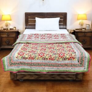 Rectangle Handblock Printed Quilt for Modern Interiors Rectangle Handblock Printed Quilt for Modern Interiors