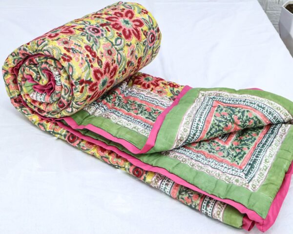 Rectangle Handblock Printed Quilt for Modern Interiors - Image 4