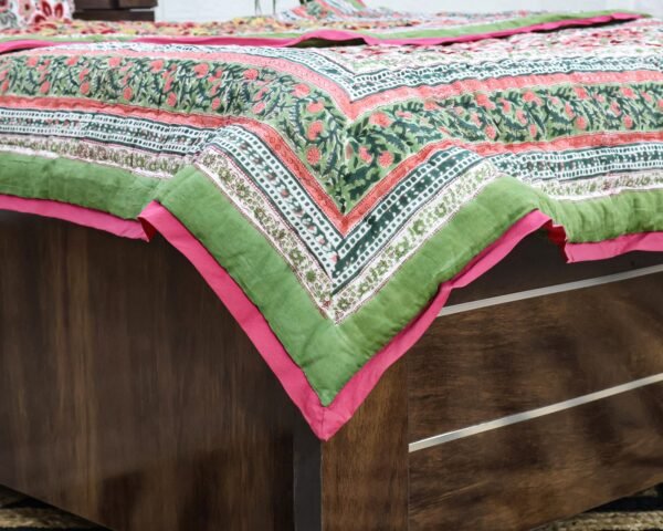Rectangle Handblock Printed Quilt for Modern Interiors - Image 5
