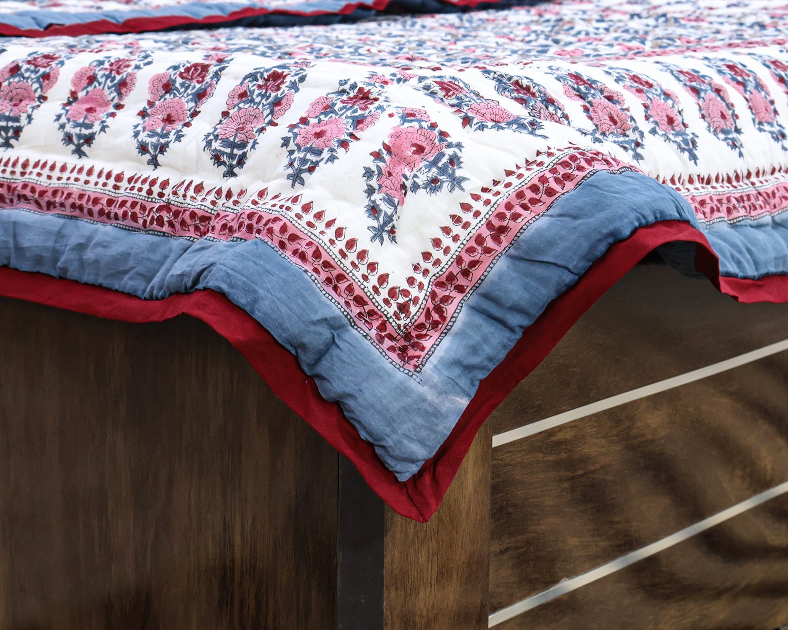 キルティングブランケット ブロックプリントキルト / コットン入り掛け布団 - Image 4