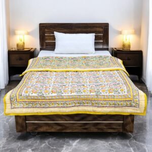 Luxury Handblock Printed Rectangle Quilt for Cozy Winters Luxury Handblock Printed Rectangle Quilt for Cozy Winters