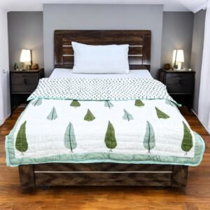 Luxury Handblock Printed Square Quilt for Everyday Comfort Luxury Handblock Printed Square Quilt for Everyday Comfort
