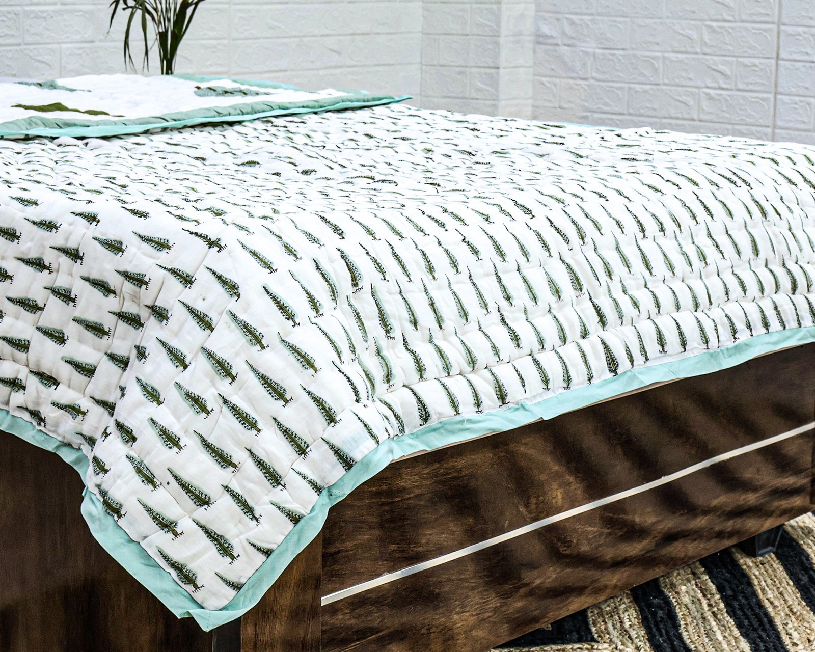 Luxury Handblock Printed Square Quilt for Everyday Comfort - Image 6