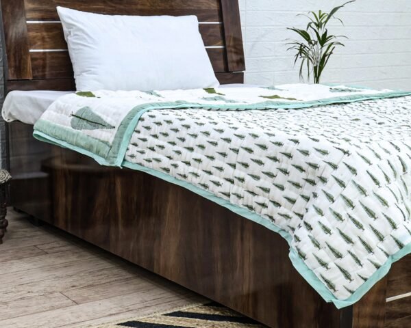 Luxury Handblock Printed Square Quilt for Everyday Comfort - Image 7