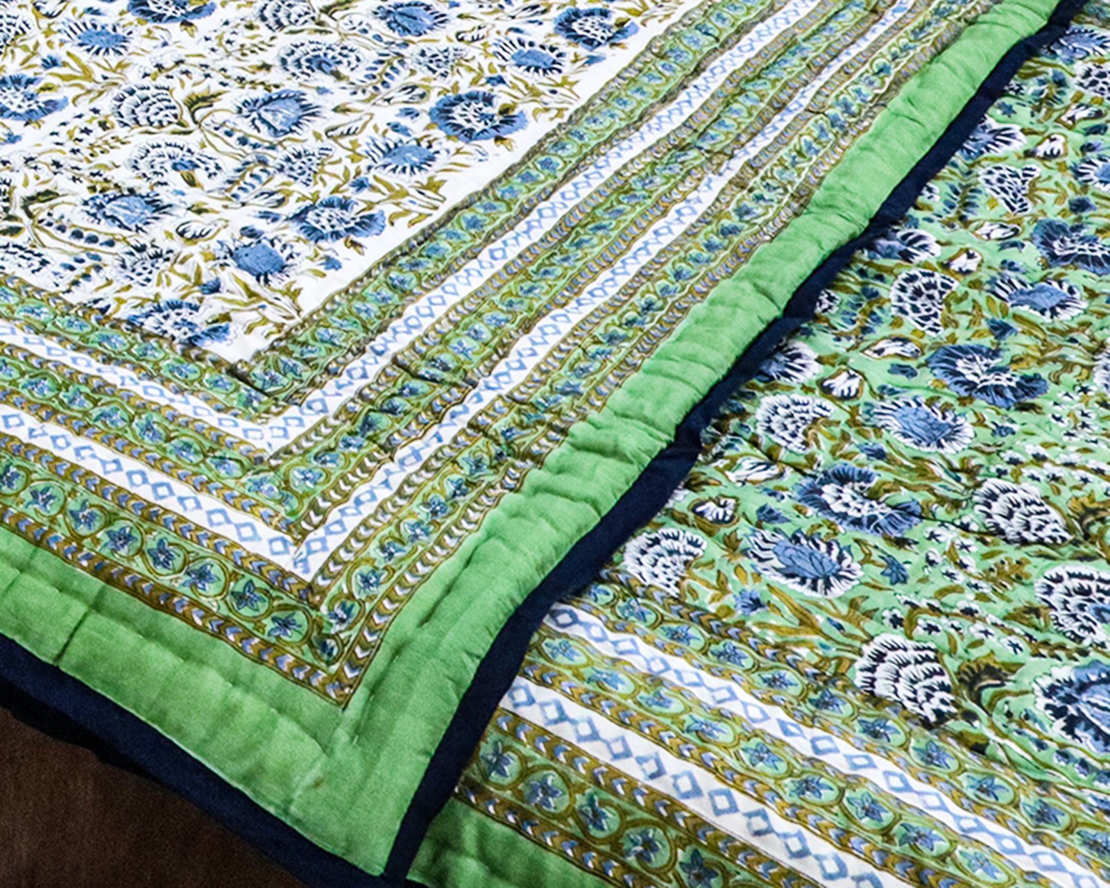 Cotton Handblock Printed Square Quilt for Luxury Homes - Image 5