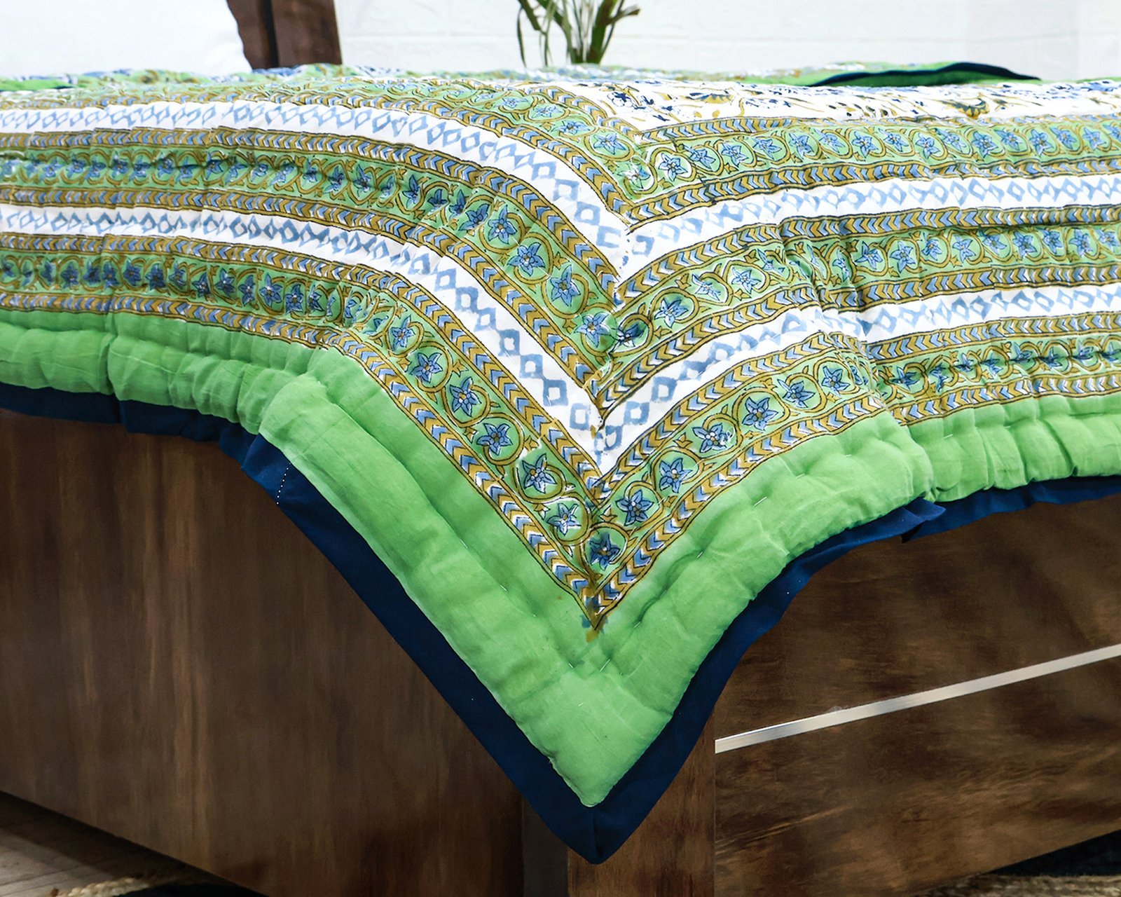 Cotton Handblock Printed Square Quilt for Luxury Homes - Image 6