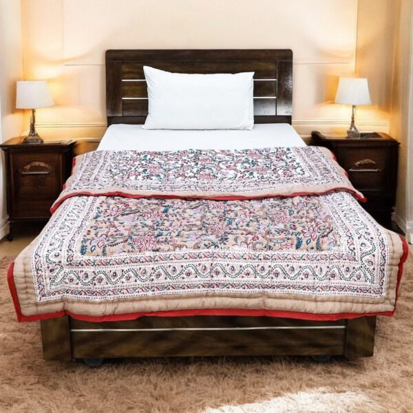 Exclusive Handblock Printed Rectangle Quilt for Single Beds